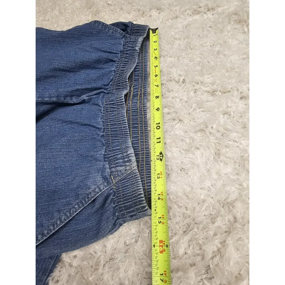 Laura Scott Vintage Denim Pull On Pants Women Size 16 Elastic Waist Textured Fit